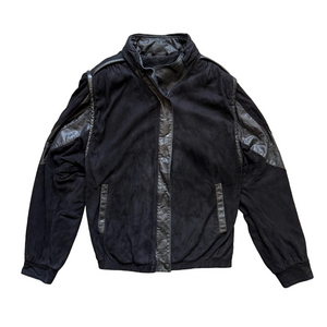 Leo Chevalier Vintage 80s Black Leather Suede Jacket Size 6 Retro